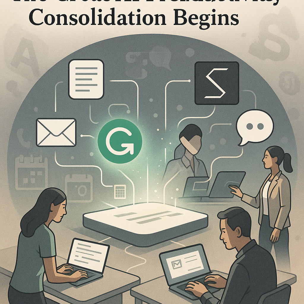 Grammarly's Superhuman Acquisition: The Great AI Productivity Consolidation Begins - Featured image illustration