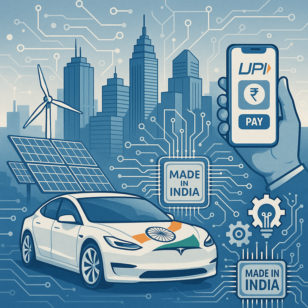 India's Tech Renaissance: From Tesla's Market Entry to Digital Infrastructure Leadership in 2025 - Featured image illustration