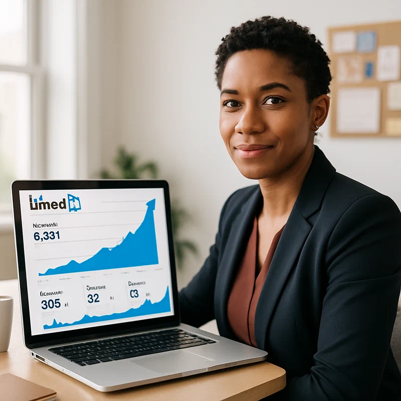 Professional analyzing LinkedIn analytics showing dramatic engagement increase